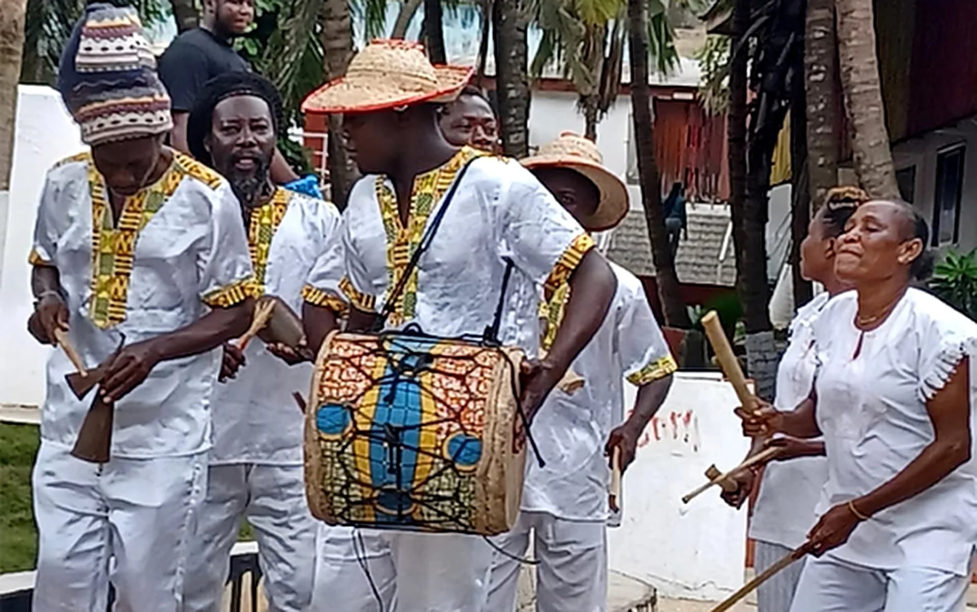 Traditional Ghanaian drumming performance